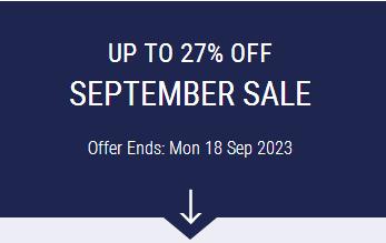 UP TO 27% OFF SEPTEMBER SALE